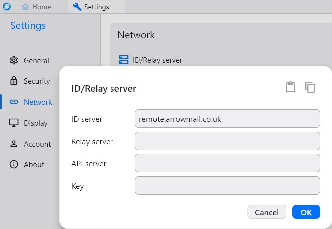 Where in settings to specify an ID server